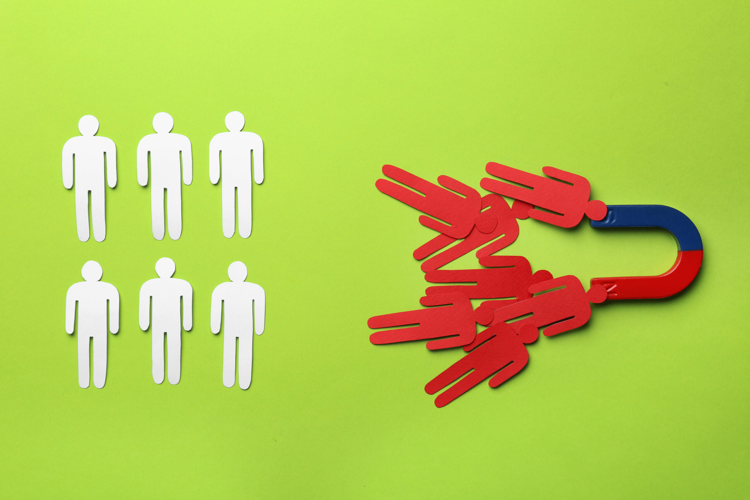 Visual of a magnet attracting prospects, representing effective lead generation strategies to capture new customers.